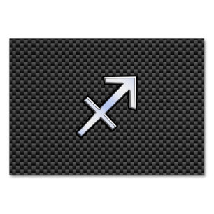Sagittarius Zodiac Sign Black Carbon Fiber Print Table Number
