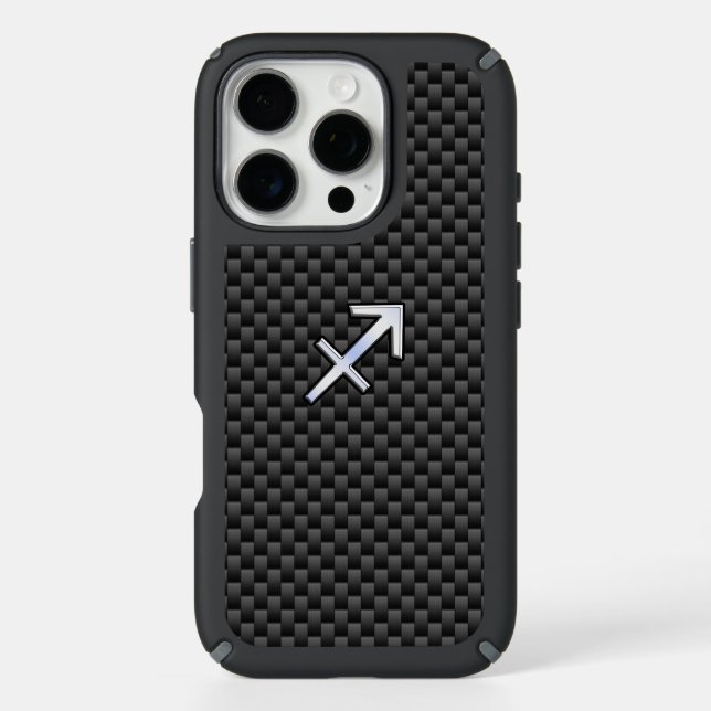 Sagittarius Zodiac Sign Black Carbon Fiber Speck iPhone Case (Front)