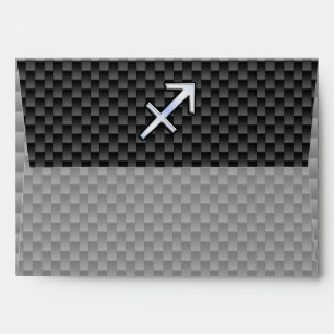 Sagittarius Zodiac Sign Black Carbon Fiber Style Envelope