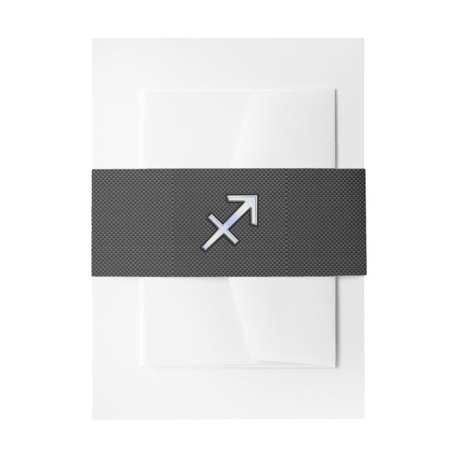 Sagittarius Zodiac Sign Black Carbon Fiber Style Invitation Belly Band (Front Example)