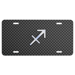 Sagittarius Zodiac Sign Black Carbon Fiber Style License Plate