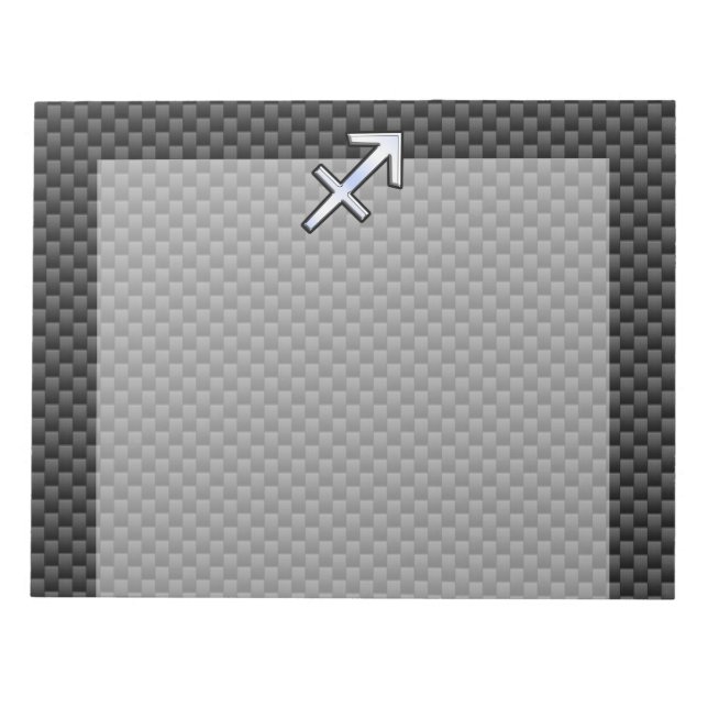 Sagittarius Zodiac Sign Black Carbon Fiber Style Notepad (Front)