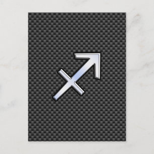 Sagittarius Zodiac Sign Black Carbon Fiber Style Postcard