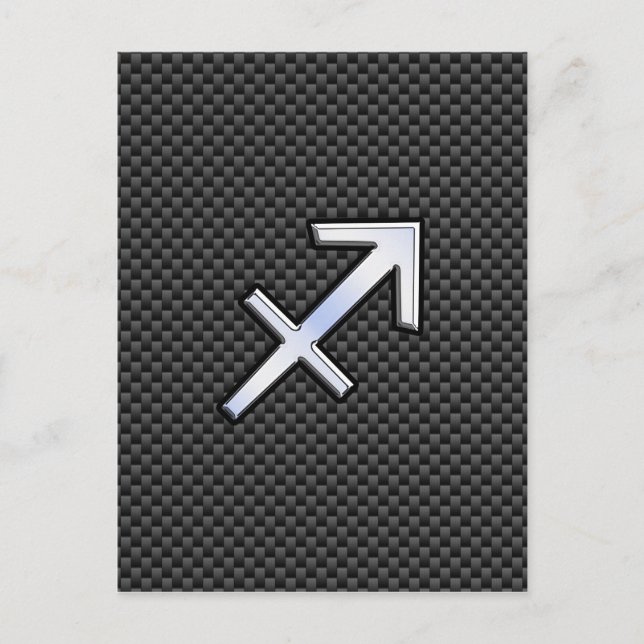 Sagittarius Zodiac Sign Black Carbon Fiber Style Postcard (Front)
