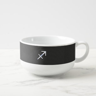 Sagittarius Zodiac Sign Black Carbon Fiber Style Soup Mug