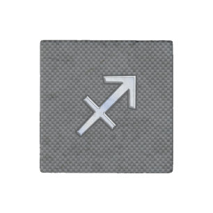 Sagittarius Zodiac Sign Black Carbon Fiber Style Stone Magnet