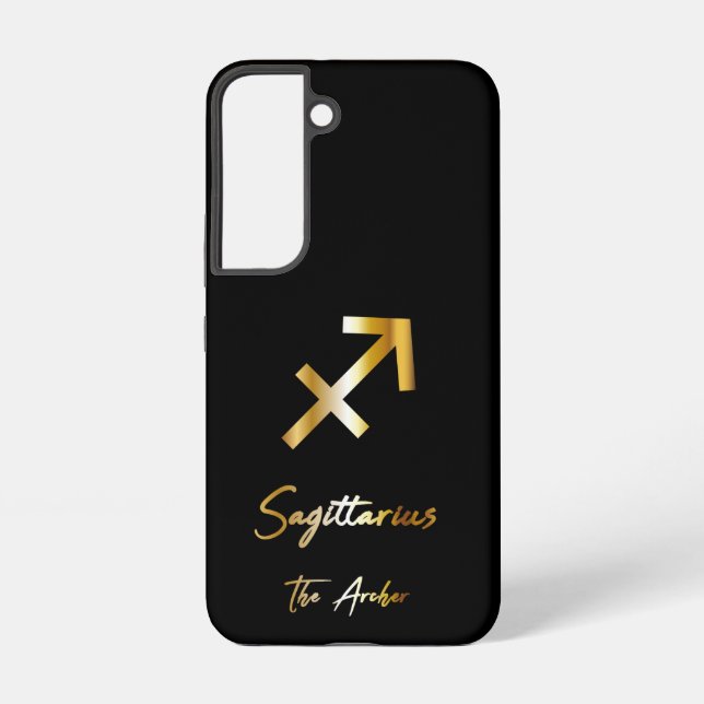 Sagittarius Zodiac Sign, Black & Gold  Samsung Galaxy Case (Back)