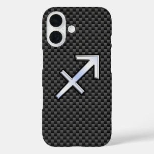 Sagittarius Zodiac Sign Carbon Fiber Style iPhone 16 Case