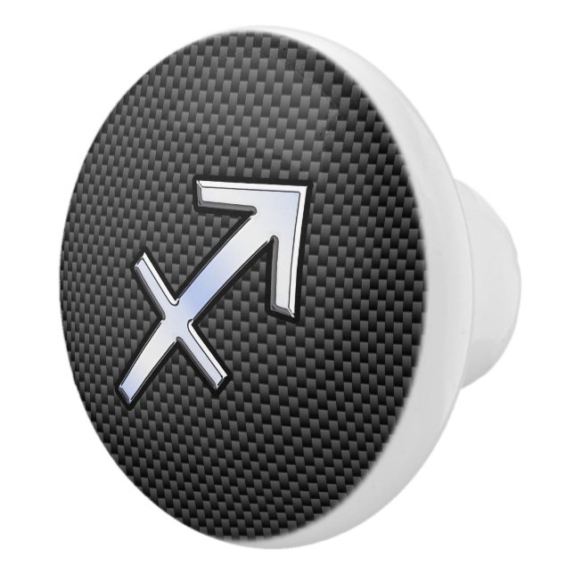 Sagittarius Zodiac Sign Carbon Fiber Style Ceramic Knob (Right)
