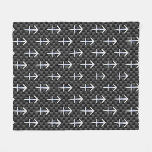Sagittarius Zodiac Sign Carbon Fiber Style Fleece Blanket