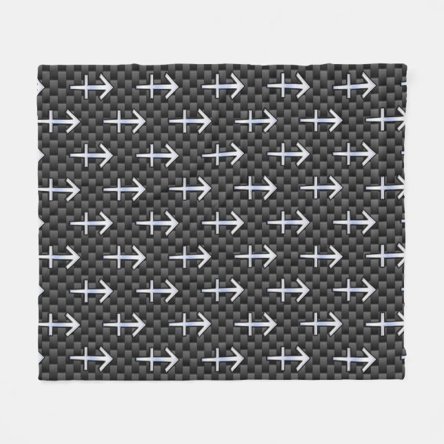 Sagittarius Zodiac Sign Carbon Fiber Style Fleece Blanket (Front (Horizontal))