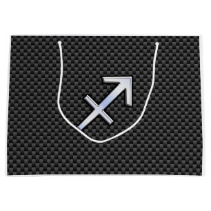 Sagittarius Zodiac Sign Carbon Fiber Style Large Gift Bag