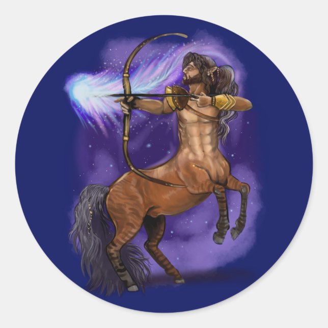 Sagittarius Zodiac Sign Classic Round Sticker (Front)