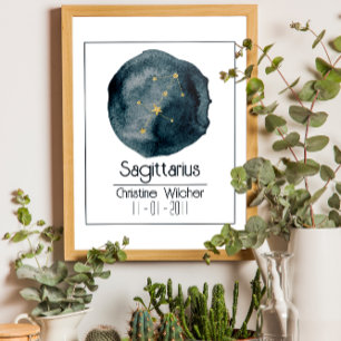Sagittarius Zodiac Sign: Custom Name & Birthday Poster