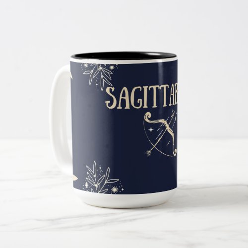 Sagittarius Zodiac Sign Dark Blue Pattern Two_Tone Coffee Mug