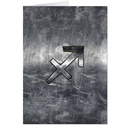 Sagittarius Zodiac Sign Distressed Steel (Front)