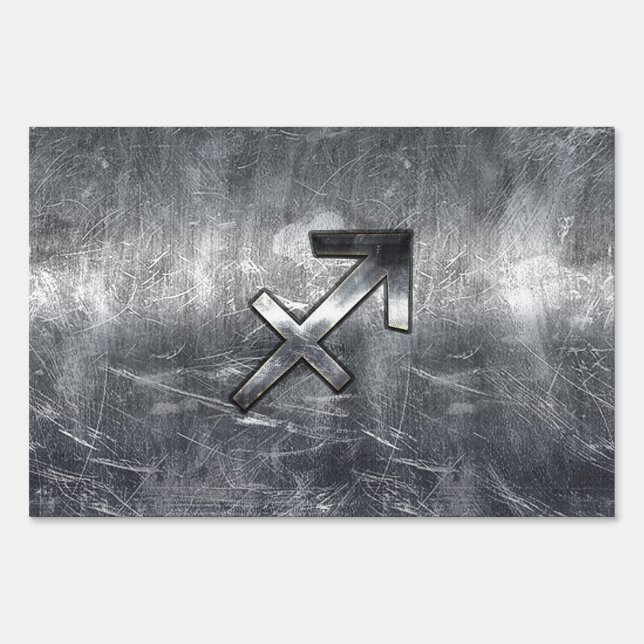 Sagittarius Zodiac Sign Distressed Steel (Front)