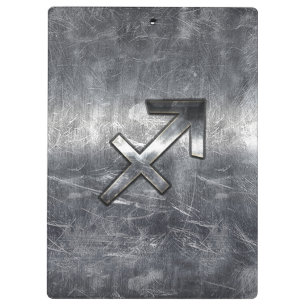 Sagittarius Zodiac Sign Distressed Steel Clipboard