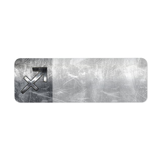 Sagittarius Zodiac Sign Distressed Steel Label (Front)