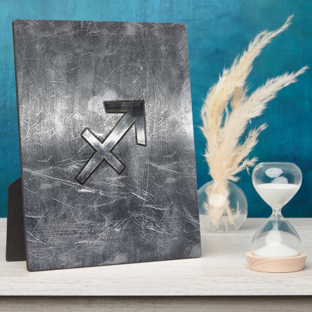Sagittarius Zodiac Sign Distressed Steel Plaque (Side)