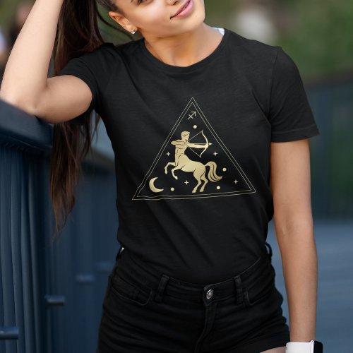 Sagittarius Zodiac Sign Fire Element in Gold T_Shirt