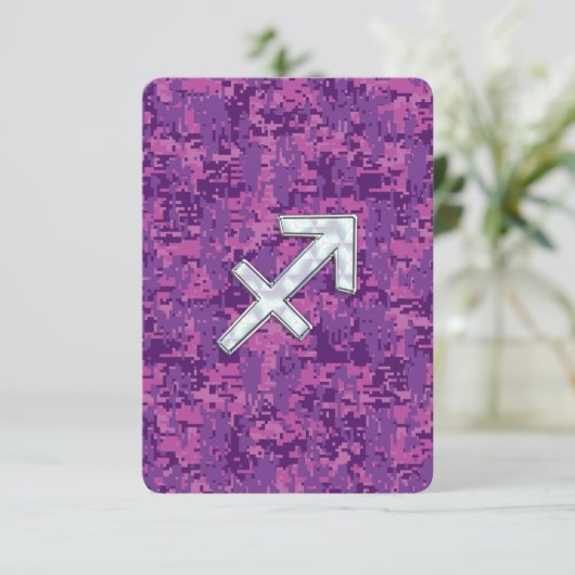 Sagittarius Zodiac Sign Fuchsia Digital Camouflage (Standing Front)