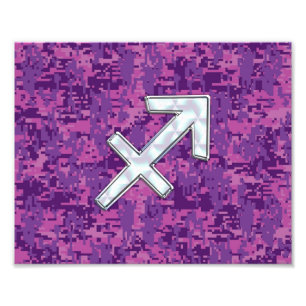 Sagittarius Zodiac Sign Fuchsia Digital Camouflage