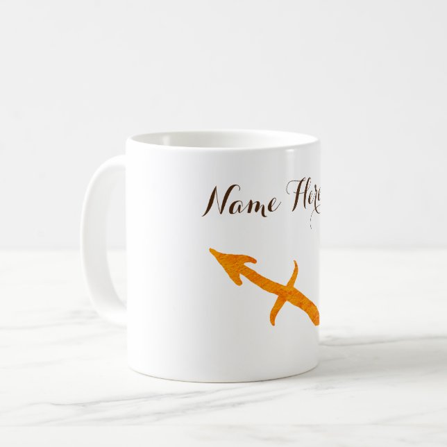 Sagittarius Zodiac  Sign  Gold Custom Name Coffee Mug (Front Left)