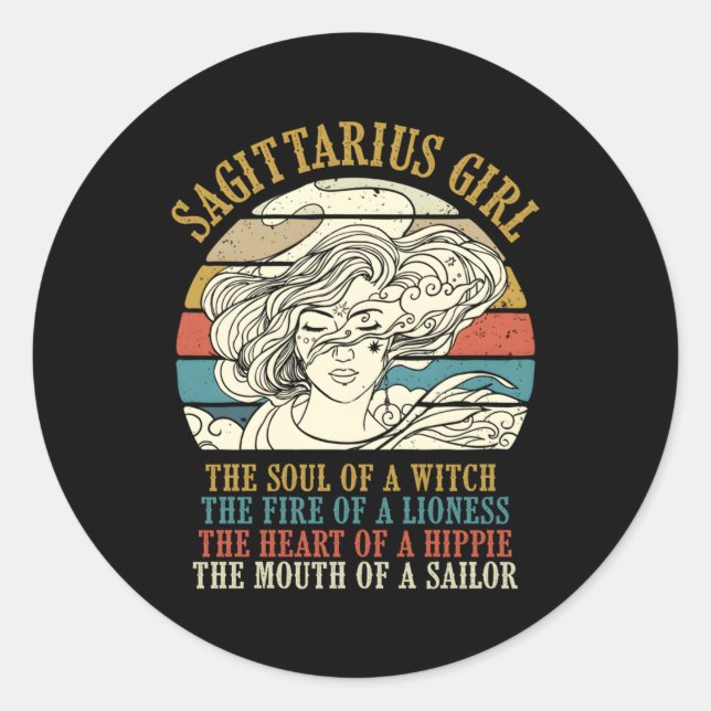 Sagittarius Zodiac Sign Horoscope Classic Round Sticker (Front)
