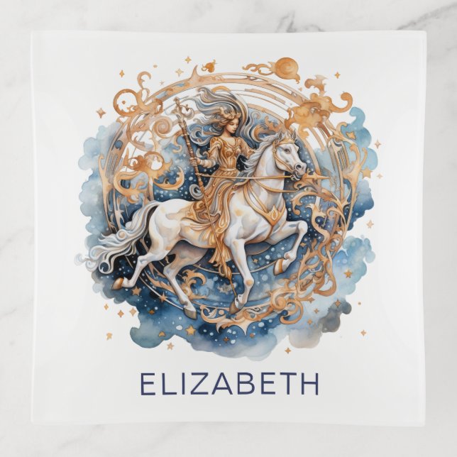 Sagittarius Zodiac Sign Horoscope Trinket Tray (Front)