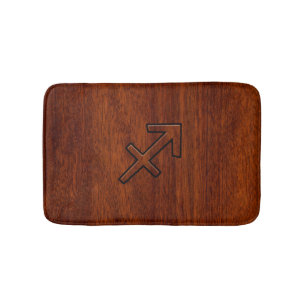 Sagittarius Zodiac Sign in Mahogany Brown Style Bathroom Mat