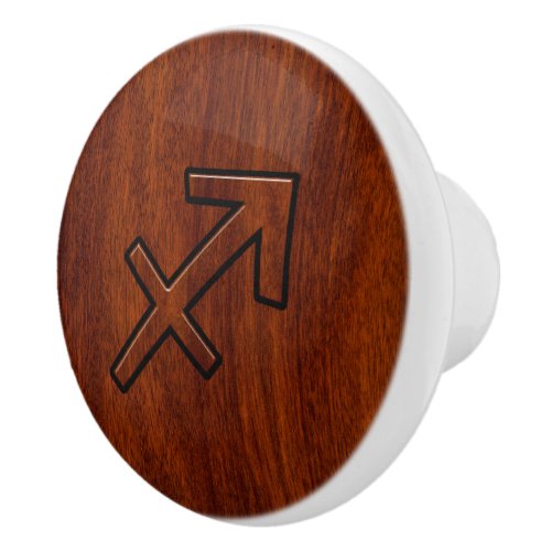 Sagittarius Zodiac Sign in Mahogany Brown Style Ceramic Knob