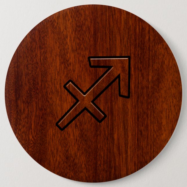Sagittarius Zodiac Sign in Mahogany Style Button (Front)