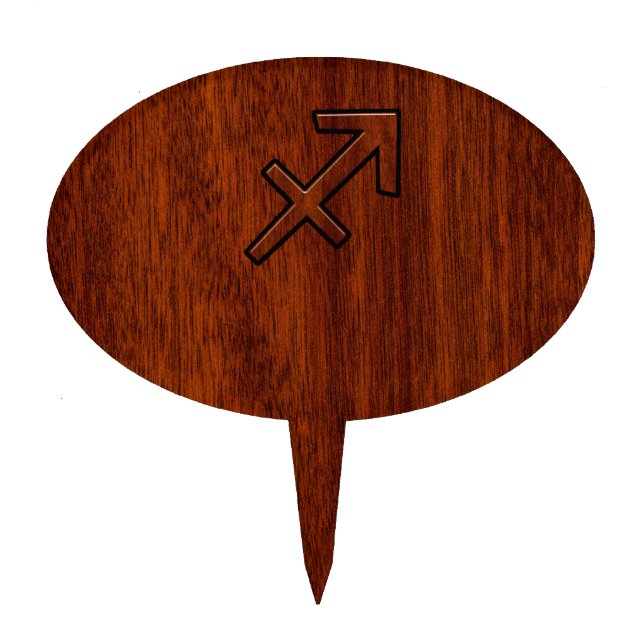 Sagittarius Zodiac Sign in Mahogany Style Cake Topper (Front)