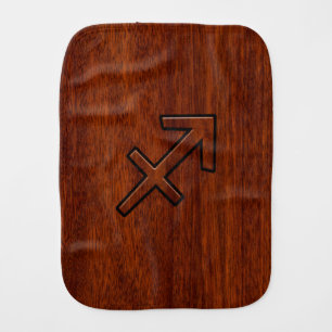 Sagittarius Zodiac Sign in Mahogany Wood Style Burp Cloth
