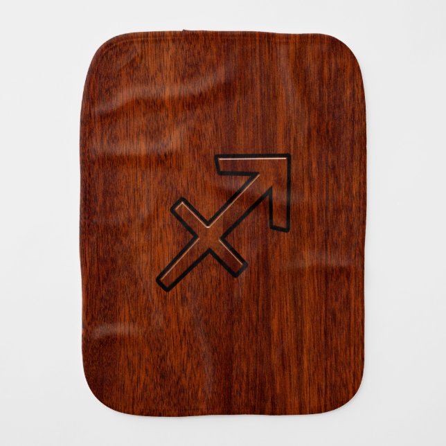 Sagittarius Zodiac Sign in Mahogany Wood Style Burp Cloth (Front)