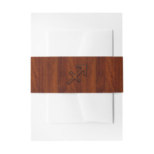Sagittarius Zodiac Sign in Mahogany Wood Style Invitation Belly Band