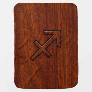 Sagittarius Zodiac Sign in Mahogany Wood Style Stroller Blanket