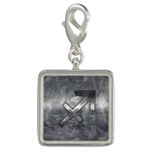 Sagittarius Zodiac Sign in Silver Steel look Charm