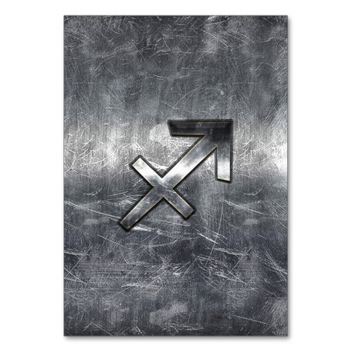 Sagittarius Zodiac Sign in Silver Steel look Table Number