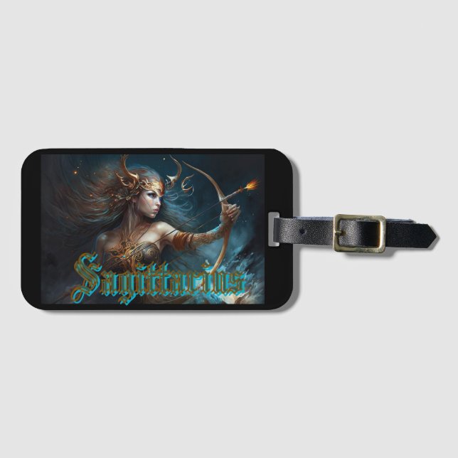 Sagittarius Zodiac Sign Luggage Tag (Front Horizontal)