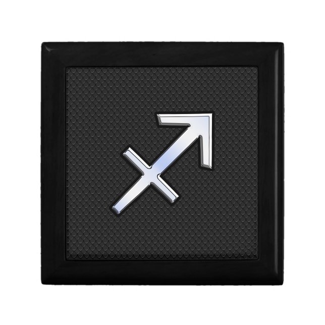 Sagittarius Zodiac Sign on Black Snake Skin Decor Gift Box (Front)