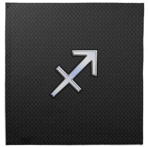 Sagittarius Zodiac Sign on Black Snake Skin Decor Napkin