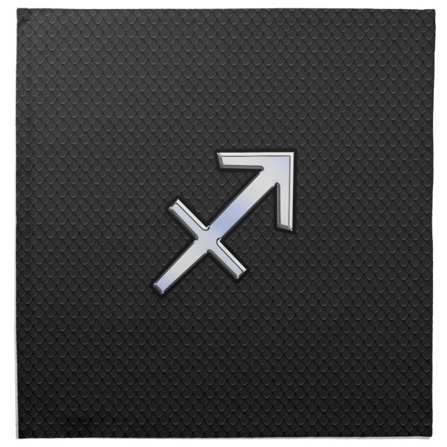 Sagittarius Zodiac Sign on Black Snake Skin Decor Napkin (Front)