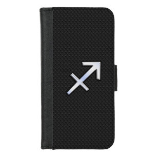 Sagittarius Zodiac Sign on black snake skin iPhone 8/7 Wallet Case