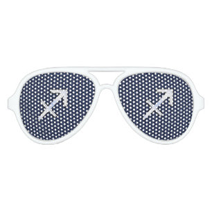 Sagittarius Zodiac Sign on Blue Carbon Fiber Decor Aviator Sunglasses