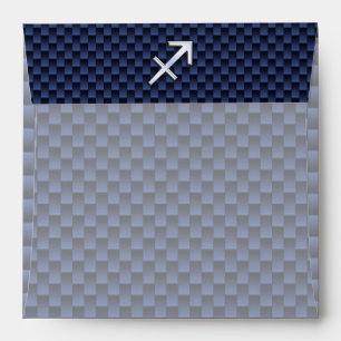 Sagittarius Zodiac Sign on Blue Carbon Fiber Decor Envelope