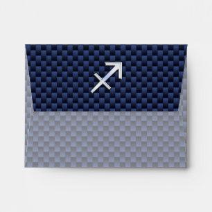 Sagittarius Zodiac Sign on Blue Carbon Fiber Decor Envelope