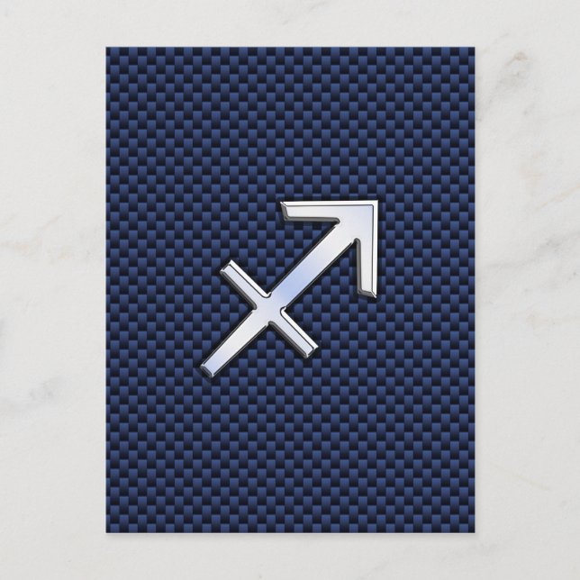 Sagittarius Zodiac Sign on Blue Carbon Fiber Decor Postcard (Front)