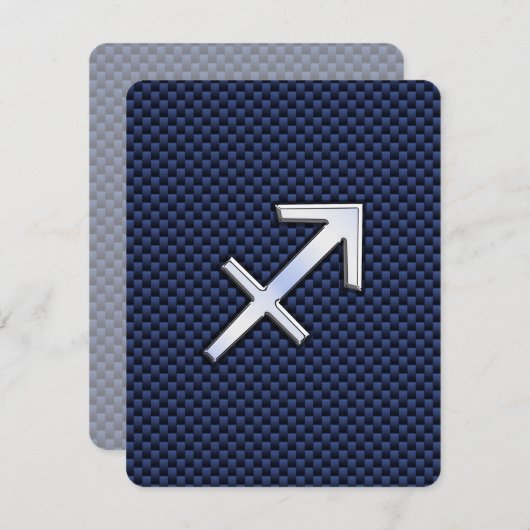 Sagittarius Zodiac Sign on Blue Carbon Fiber Print (Front/Back)